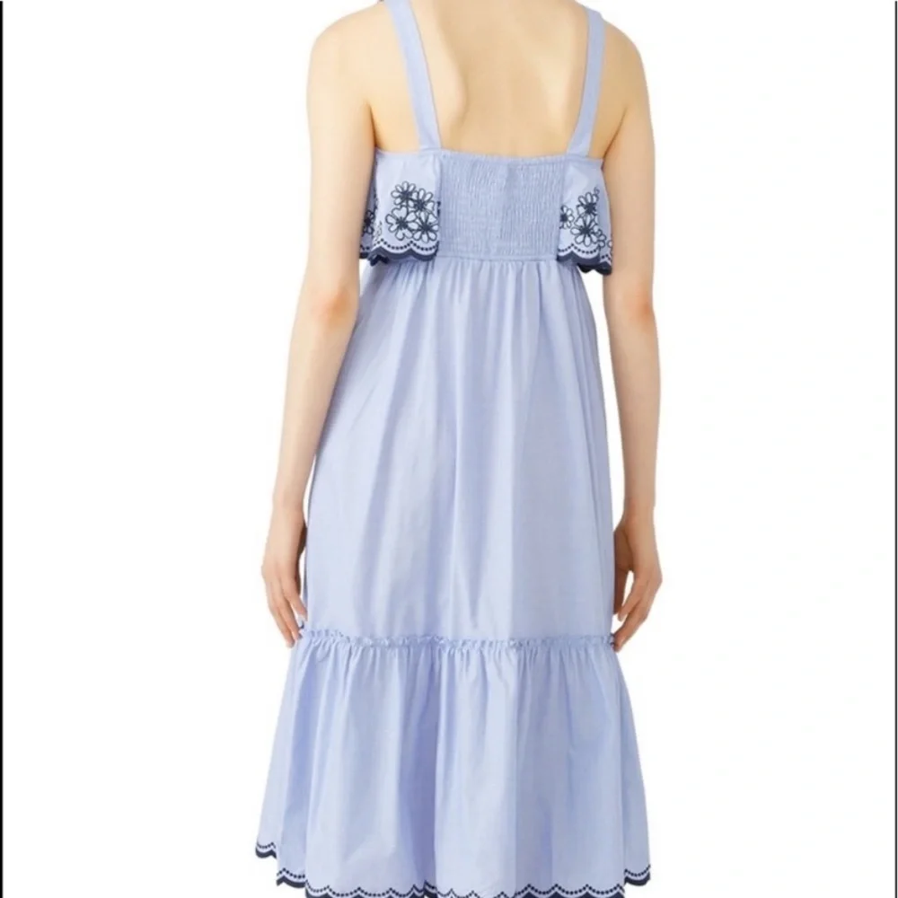 Kate Spade Daisy Embroidered Patio Sun Dress Blue White M Summer